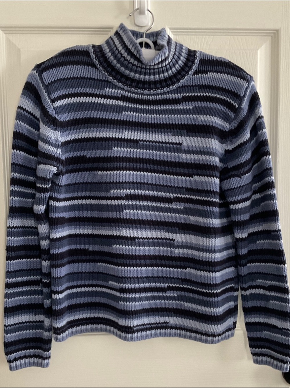Talbots Blue & Navy Striped Cowlneck Sweater